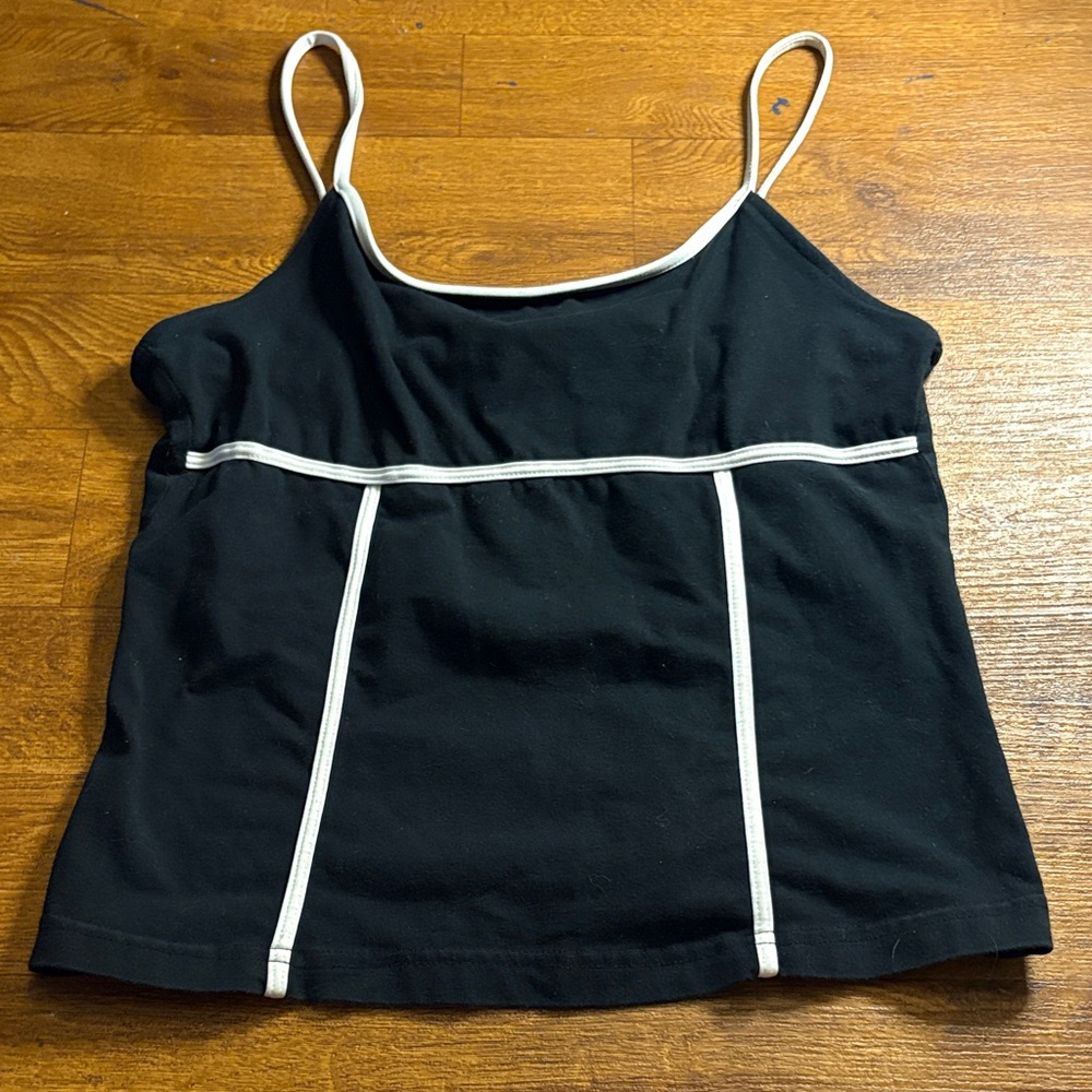 Mossino Black Camisole with White Trim